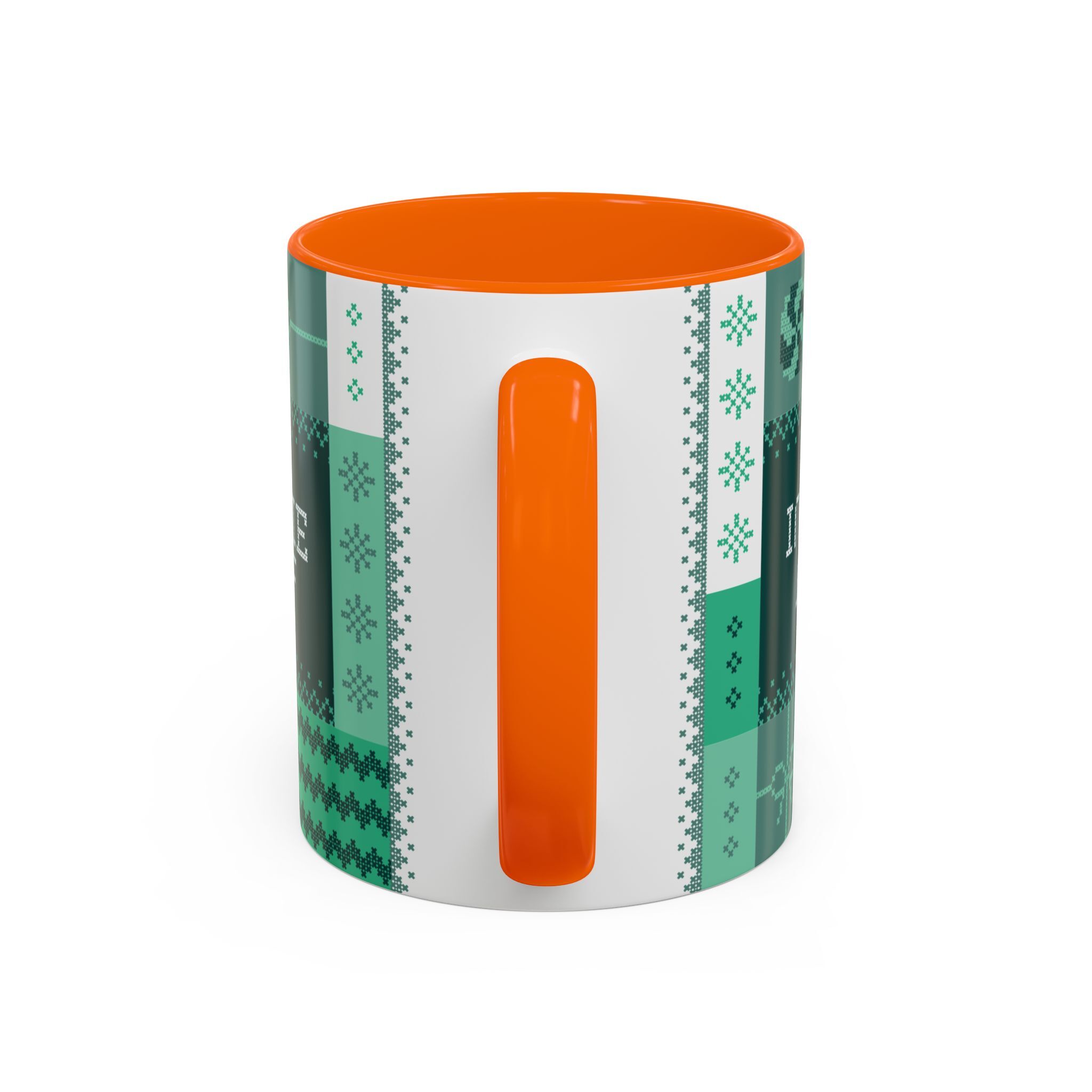 The "Mandatory Fun" Mug - Green | 11oz by Grown features an orange handle and green-white pattern, making it a festive addition to your Indie AF 2025 Holidays collection.