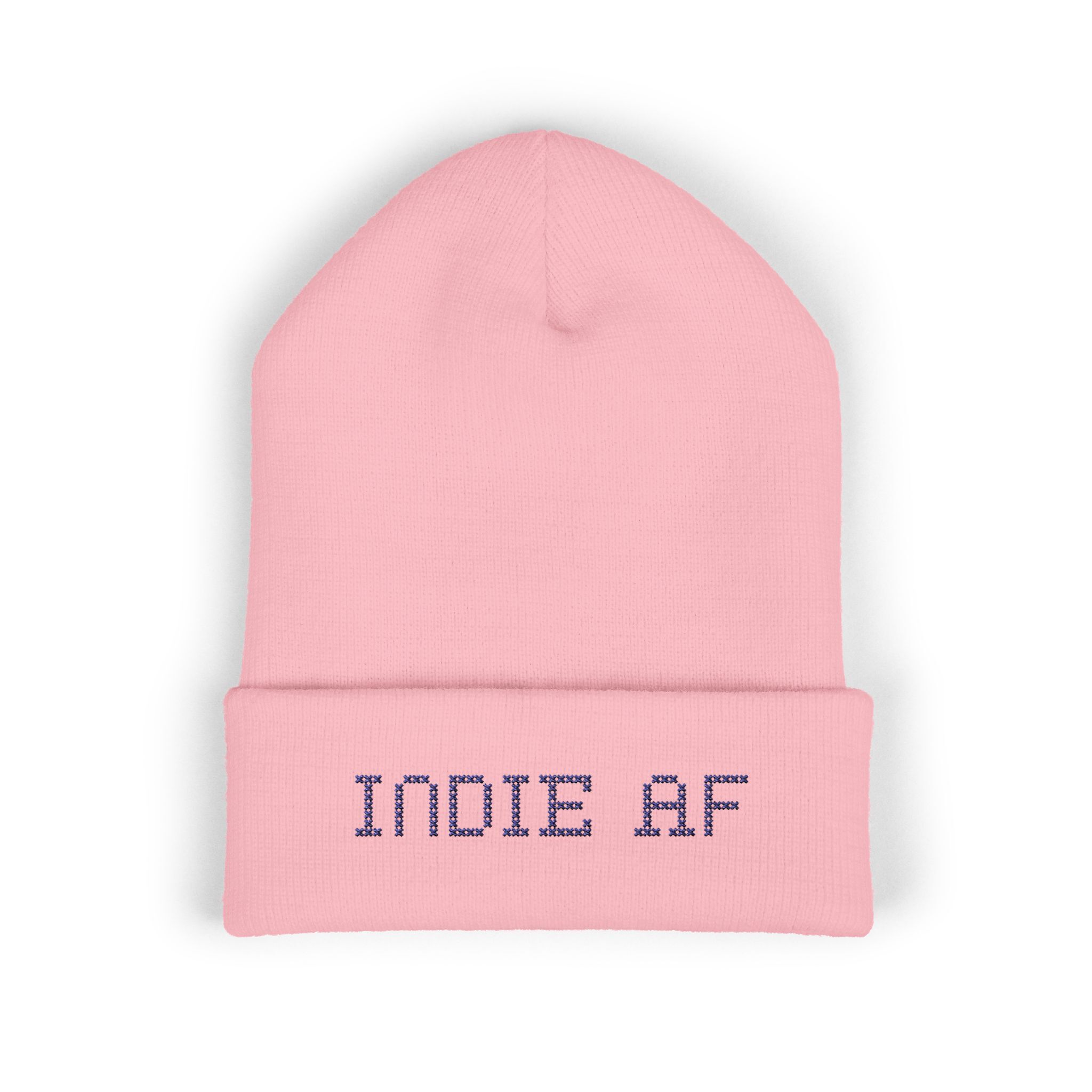The Indie AF 2025 Holidays by Grown Cuffed Beanie features bold dark embroidery—a stylish accessory for true indie fans.